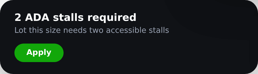 Suggestion: 2 ADA stalls required